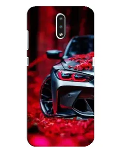 Чехол для Nokia 2.3 с картинкой «Спортивная BMW и цветы»