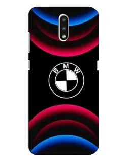 Чехол для Nokia 2.3 с картинкой «Логотип BMW и неоновые дуги»