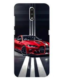 Чехол для Nokia 2.3 с картинкой «Красная BMW на дороге»