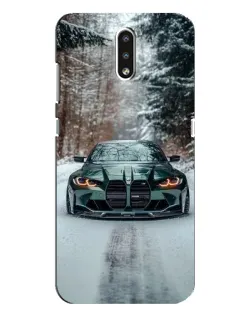 Чехол для Nokia 2.3 с картинкой «BMW в зимнем лесу»