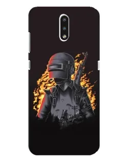 Чехол для Nokia 2.3 с картинкой «PUBG — огненный силуэт»