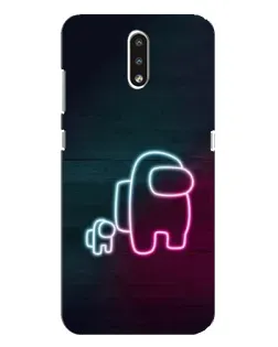 Чехол для Nokia 2.3 с картинкой «Among Us неон-арт»