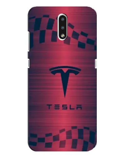 Чехол для Nokia 2.3 с картинкой «Тесла красный карбон»