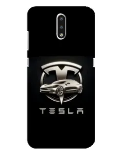 Чехол для Nokia 2.3 с картинкой «Tesla — серебристое авто»