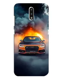 Чехол для Nokia 2.3 с картинкой «Audi в огненном дыму»