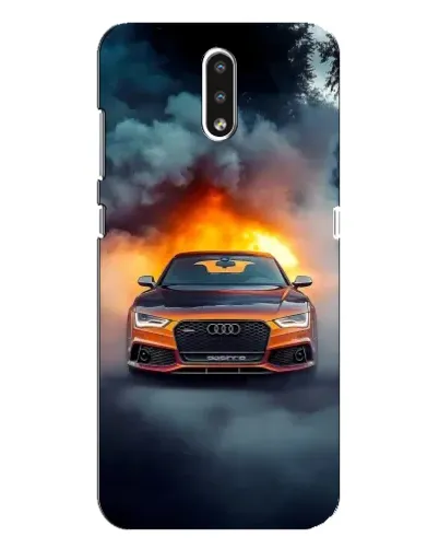Чехол для Nokia 2.3 с картинкой «Audi в огненном дыму» Чехол для Nokia 2.3 с картинкой «Audi в огненном дыму»