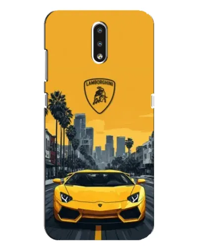 Чехол для Nokia 2.3 с картинкой «Желтый Lamborghini город»