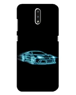 Чехол для Nokia 2.3 с картинкой «Неоновый контур Lamborghini»