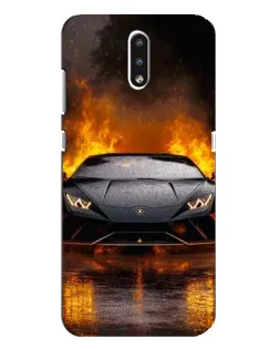 Чехол для Nokia 2.3 с картинкой «Lamborghini в огне»