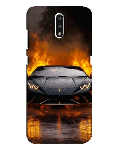 Чехол для Nokia 2.3 с картинкой «Lamborghini в огне»