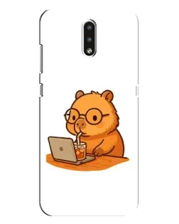 Чехол для Nokia 2.3 с картинкой «Капибара с ноутбуком»