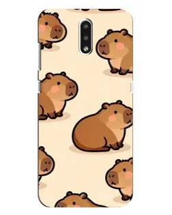 Чехол для Nokia 2.3 с картинкой «Паттерн милых капибар»