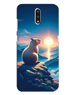 Чехол для Nokia 2.3 с картинкой «Закат солнца с капибарой»