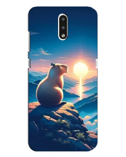Чехол для Nokia 2.3 с картинкой «Закат солнца с капибарой»