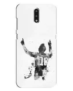 Чехол для Nokia 2.3 с картинкой «Черно-белый силуэт Месси»