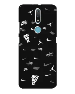 Чехол для Nokia 2.4 с картинкой «Nike Black Pattern»