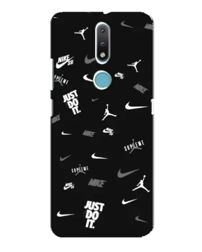 Чехол для Nokia 2.4 с картинкой «Nike Black Pattern»