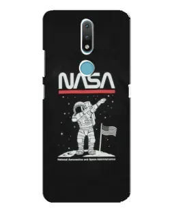 Чехол для Nokia 2.4 с картинкой «NASA — шагаем по Луне»