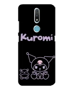 Чехол для Nokia 2.4 с картинкой «Kuromi — черный минимализм»