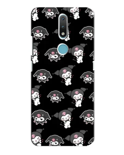 Чехол для Nokia 2.4 с картинкой «Черный паттерн Kuromi»