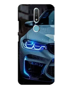 Чехол для Nokia 2.4 с картинкой «Взгляд BMW с синими фарами»