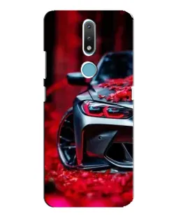 Чехол для Nokia 2.4 с картинкой «Спортивная BMW и цветы»
