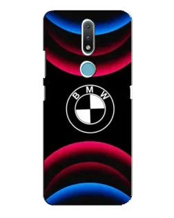 Чехол для Nokia 2.4 с картинкой «Логотип BMW и неоновые дуги»
