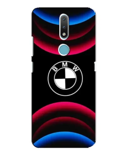 Чехол для Nokia 2.4 с картинкой «Логотип BMW и неоновые дуги»