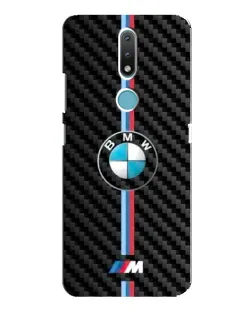 Чехол для Nokia 2.4 с картинкой «Эмблема BMW и карбон»