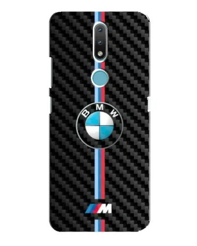 Чехол для Nokia 2.4 с картинкой «Эмблема BMW и карбон»