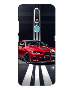 Чехол для Nokia 2.4 с картинкой «Красная BMW на дороге»