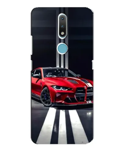 Чехол для Nokia 2.4 с картинкой «Красная BMW на дороге»