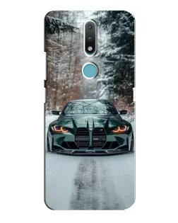 Чехол для Nokia 2.4 с картинкой «BMW в зимнем лесу»