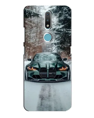 Чехол для Nokia 2.4 с картинкой «BMW в зимнем лесу»