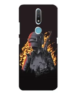 Чехол для Nokia 2.4 с картинкой «PUBG — огненный силуэт»
