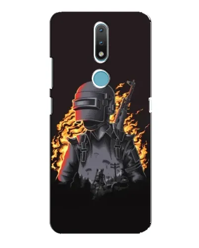 Чехол для Nokia 2.4 с картинкой «PUBG — огненный силуэт»