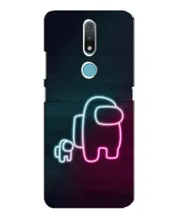 Чехол для Nokia 2.4 с картинкой «Among Us неон-арт»