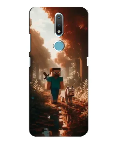 Чехол для Nokia 2.4 с картинкой «Стив в лесу»