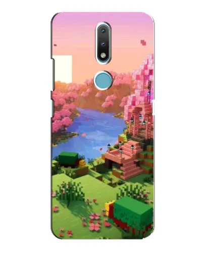 Чехол для Nokia 2.4 с картинкой «Розовое дерево Minecraft»