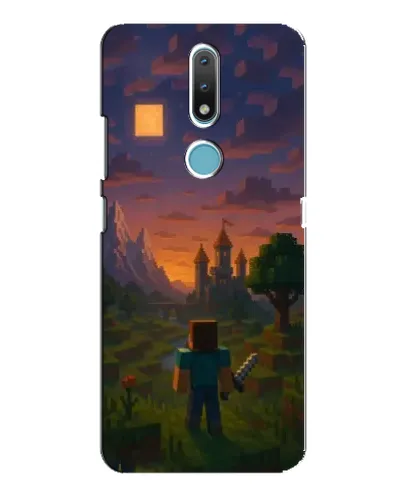 Чехол для Nokia 2.4 с картинкой «Стив у башни»