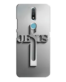 Чохол для Nokia 2.4 з картинкою «Металевий хрест Jesus»