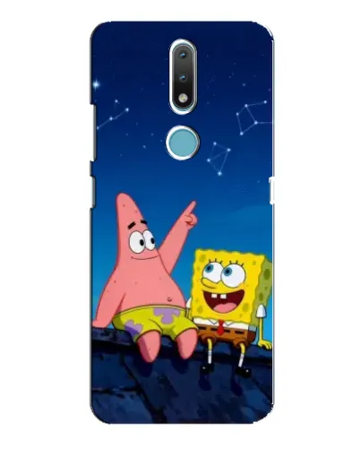 Чохол для Nokia 2.4 з картинкою «Губка Боб та Патрік вночі»