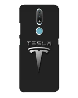 Чехол для Nokia 2.4 с картинкой «Стальной логотип Tesla»