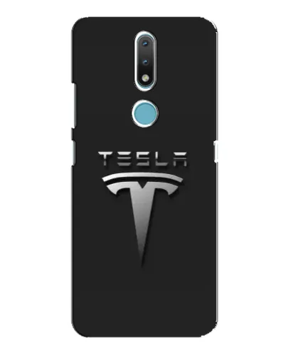 Чехол для Nokia 2.4 с картинкой «Стальной логотип Tesla»