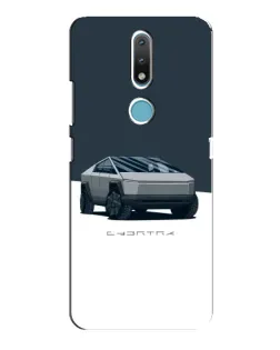 Чехол для Nokia 2.4 с картинкой «Серебристый Cybertruck Tesla»