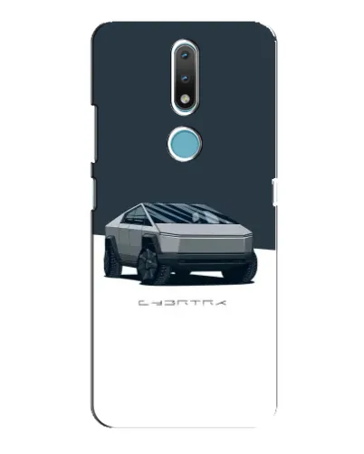 Чехол для Nokia 2.4 с картинкой «Серебристый Cybertruck Tesla»