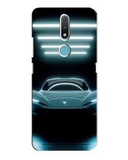 Чехол для Nokia 2.4 с картинкой «Tesla в неоне»