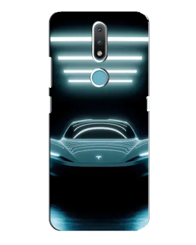 Чехол для Nokia 2.4 с картинкой «Tesla в неоне»