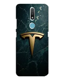 Чехол для Nokia 2.4 с картинкой «Мраморная Tesla Gold»