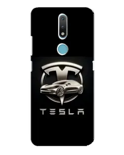 Чехол для Nokia 2.4 с картинкой «Tesla — серебристое авто»